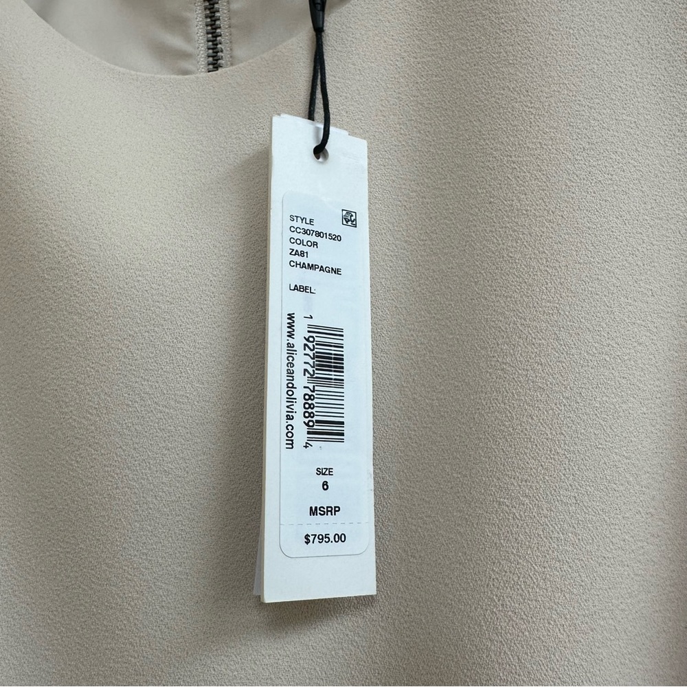 Alice + Olivia Coley Feather Dress in Cream - Picture 6 of 7